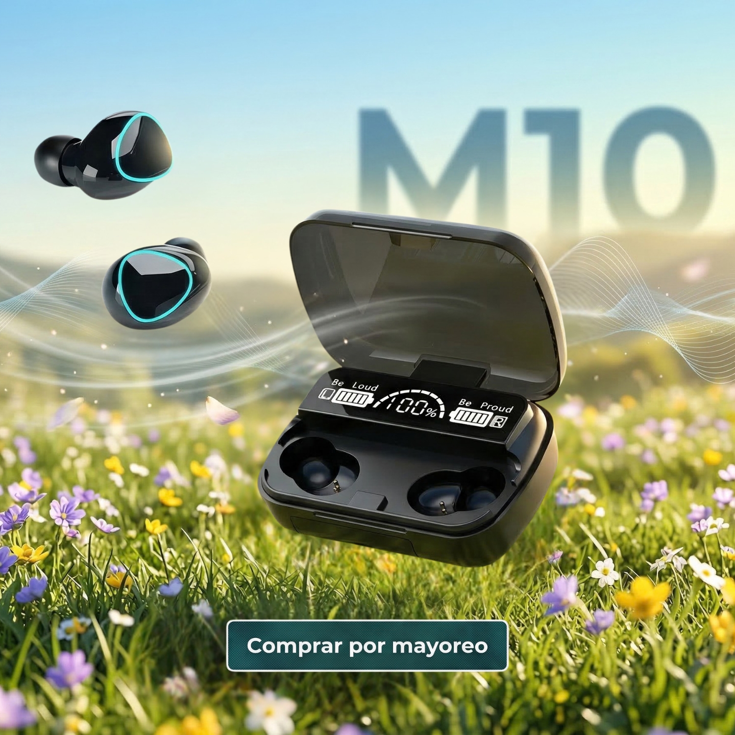 Audifonos M10 BT C/Estuche de Carga y Pantalla Led