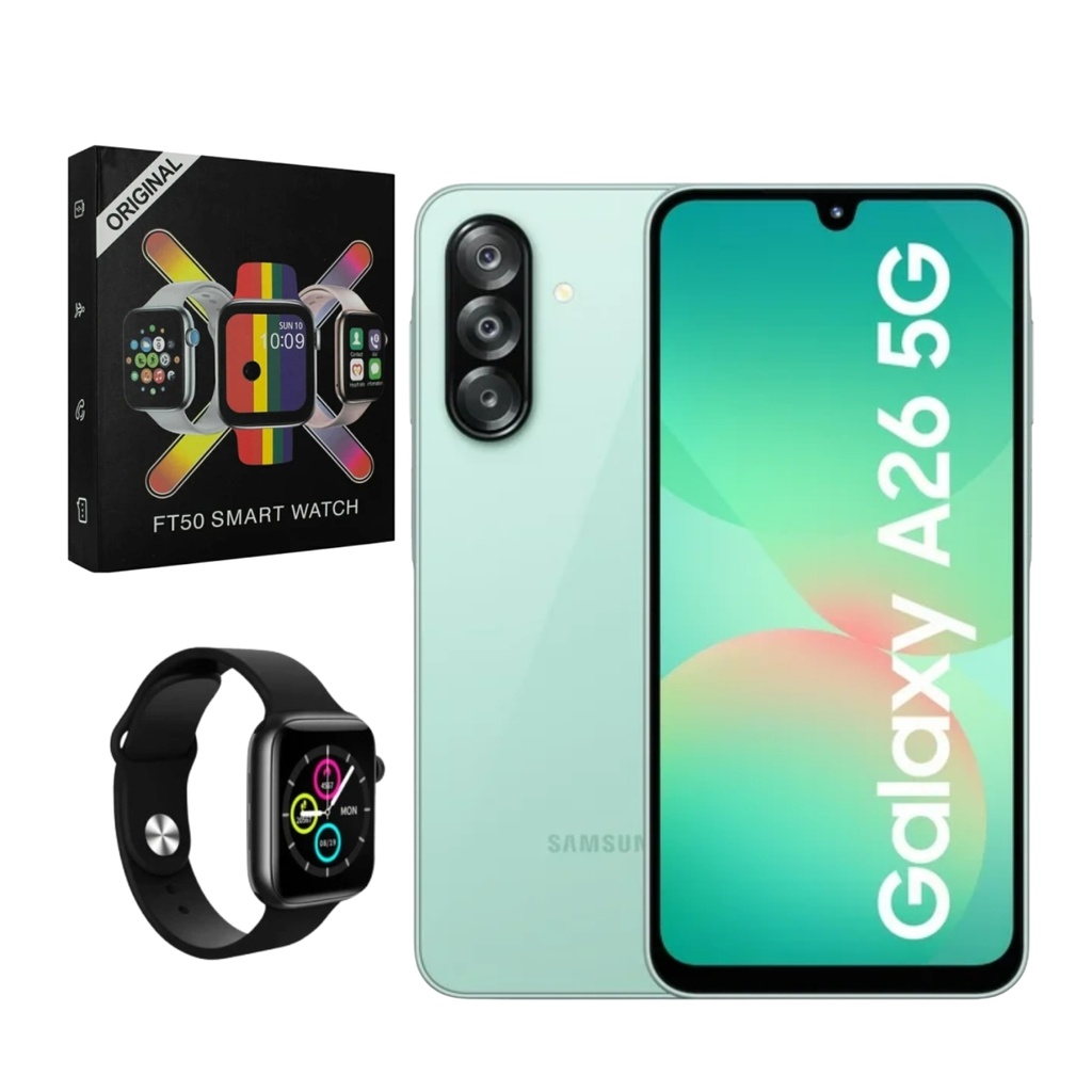 Combo Samsung Galaxy A26 5G 8+256 GB (Latin) Verde + Smartwatch FT50