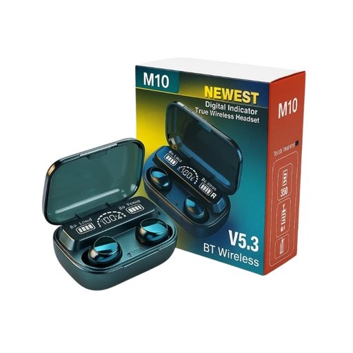 [Audi-Au-0023481] Audifonos M10 BT C/Estuche de Carga y Pantalla Led